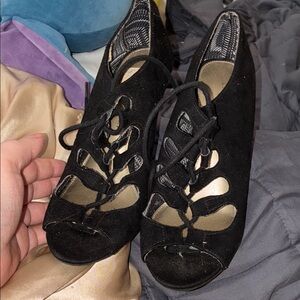 Christian Siriano Black Lace-Up Heels